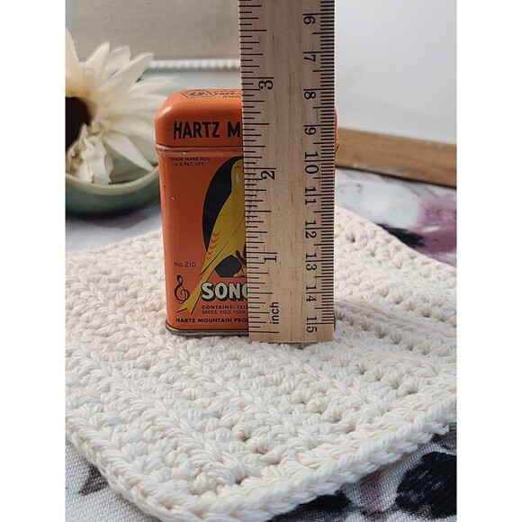 Vintage Hartz Mountain Song Food Tin Orange Canary Bird Seed Can USA - Picture 7 of 9